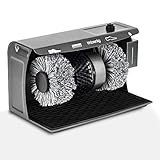 H.Koenig Elektrische Schuhputzmaschine U600, Profi-Poliermaschine mit Flüssigwachs-Spender und 2 Polierbürsten mit weichen Borsten und 1 Reinigungsbürste mit harten Borsten, Fußstütze, 120W