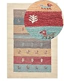 Gabbeh Teppich beige / bunt 140 x 200 cm Hochflor mit Muster weich handgetuftet Sarilar