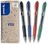 PILOT G2-7 Gelschreiber Set - 4 Stück - Farbe Schwarz, Blau, Rot, Grün - weiche Gelstifte 0,36mm Strichstärke, angenehme Schreibführung und kratzfreies, präzises Schriftbild, mit austauschbarer Mine