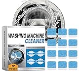 Tiefenreinigung für Waschmaschinen, 12er-Pack, Waschmaschinenreiniger, Toplader und Frontlader, hocheffiziente Tabs für frische, makellose Wäsche (1 Packung-12 Stück)
