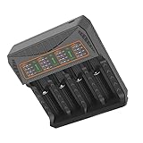 Supoion 4 Bay Batterieladeadapter für wiederaufladbare Batterien Kompatibilität mit 18650 26650 21700 10400 14500 16340 18490