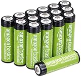 Amazon Basics 16er-Pack wiederaufladbare AA-NiMH-Akkus, 2000 mAh, 1,2 V, bis zu 1000x aufladbar, vorgeladen