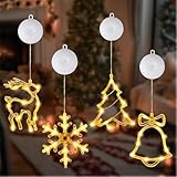 ZIGefofo 4 Stück Weihnachtsbeleuchtung Fenster mit Saugnäpfe 10 LED Lampenperle Batterie Fensterlicht Warmweiß Saugnapf Weihnachtsdeko Lichter für Weihnachten Beleuchtung Deko Party Hochzeit