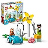 LEGO 10985 DUPLO Town Windrad und Elektroauto, Spielzeugauto-Lernspielzeug für Mädchen und Jungen ab 2 Jahren, für nachhaltiges Spielen und die Entwicklung von Kleinkinder