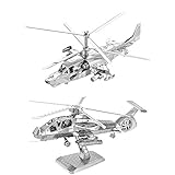 MTu 2pcs 3D Metall Puzzle KA-50 + RAH-66 Hubschrauber Modell DIY 3D Laserschnitt Modell-Bausatz Spielzeug