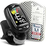 BELFORT® TuneMax Clip-On Tuner für alle Instrumente - Universal-Stimmgerät für Gitarre, Ukulele, Violine, Bass, Saz und Chromatisch (Universal Modus) + eBook (E Gitarren Zubehör, Gitarren Stimmgerät)