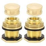 PATIKIL Messing-Schottverschraubung mit Stecker, 2 Stück, 1,27 cm NPT-Innengewinde x 1,9 cm GHT-Außengewinde, Gartenschlauch-Gewinde, Schott-Wassertank-Anschluss für Regeneimer, Waschbecken, Aquarien