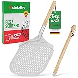STOKEFIRE Pizzaschieber groß | Pizzaschaufel Zubehör für Pizzastein-Premium Pizzaheber auch für XXL Pizzen-Längenveränderbar für Ofen oder Grill