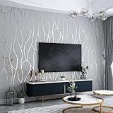 Trafagala 0,53 x 9,5 m grau silber tapete Leicht Glänzend streifen strukturtapete vliestapete geprägte Tapetenrolle modern wohnzimmer