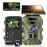 HAZA Wildkamera Solar WLAN mit Handyübertragung App,4K HD Video WiFi Bluetooth wildtierkamera mit nachtsicht bewegungsmelder,5200mAh Solarpanel Akku 64GB SD-Karte Wildcamera Outdoor IP66 Wasserdicht