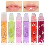 Glitzer-Lipgloss Aufrollen, Farblos Lipgloss Durchsichtig, Lip Shiner Roll-On, Lip Gloss Set, Fruity Moisturizing Lip Oil Sheer Glossy Liquid Lipstick für langanhaltend Pflegende Lippen (6 Stäbchen)