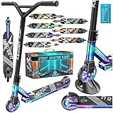 KESSER® Stunt Scooter X-Limit - 360° Lenkung Robuster Funscooter Stuntscooter mit ABEC 9 Kugellagern, 100 mm PU Räder, Kickscooter Tretroller Cityroller Trick Roller für Kinder Erwachsene, Rainbow