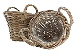 Spetebo Weide Pflanzkorb 2er Set Shabby Grau - 20 cm/mini - Holz Blumenkorb mit Henkel - Rattan Blumentopf foliert Natur Garten Deko klassisch