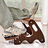 Fußstütze für unter den Schreibtisch am Arbeitsplatz, verstellbare wippende Fußstütze mit 3 Höhenpositionen und weicher Querstange, ergonomischer Holzfußhocker mit rutschfester Oberfläche (Braun)