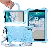 ESSTORE Hülle Kompatibel mit Nokia T10 8 Zoll 2022 Tablet Schutzhülle Drehbarer Griff Ständer Case Silikon Stoßfest Cover mit Schultergurt/Bleistifthalter/Stylus, Blau