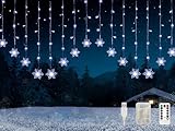 Kuataty Schneeflocken Lichtervorhang Kaltweiß 2x1M Lichterkette mit Timer Lichterkettenvorhang Innen mit Batterie/USB, Weihnachtsbeleuchtung Fenster, Lichterketten Vorhang für Weihnachten Deko, Balkon