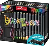 Faber-Castell 116418 - Buntstifte Set mit Stifte Rolle, 72 Black Edition Buntstifte, inkl. Metallic- und Neonfarben