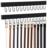 HOMEBROS Gürtelaufhänger, Wandhalterung, Holzschrank-Gürtel-Organizer mit 24 Metallhaken, 360° drehbar, großes Fassungsvermögen, schwarz, 2 Stück
