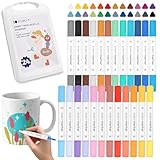 Ruichi 24er Set Porzellanmalstifte mit Doppelspitze in 48 Farben, Porzellanstifte Dünne Spitze, Porzellan zum Bemalen für DIY Kunsthandwerk, Holz, Leinwand, Steine,Tassen, Keramik