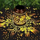 KagoLing Solarlampen für Außen, 1 Stück Kolibri Ausgehöhlte Metall Laterne IP65 Lampion Außen Wetterfest, Hängend Solarleuchten für Balkon deko, Garten, Terrasse als Weihnachtsgeschenke Frauen/Mama