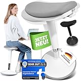 ergobalance Sitzhocker mit Innovativer Sitzfläche | Ergonomischer Hocker [3 in 1] Bürohocker Sattelhocker Stehhocker | Höhenverstellbar rutschfest | Jetzt Farbe wählen (weiß)
