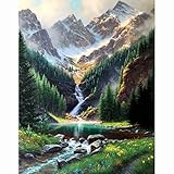 Cukol Kreuzstich Stickpackungen Vorgedruckt Set Erwachsene, Stickvorlagen Stickbilder Vorgedruckt Kreuzstich Stickpackung Sticken Stickbild Set für Erwachsene Anfänger Wald Landschaft Cross Stitch Kit