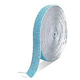 Selbstklebende Kristall-Strass-Streifen, 6 Reihen von 6 Metern, Diamantband, Bling-Aufkleber, Strass-Rolle zum Basteln mit 2 mm Strasssteinen, für DIY-Kunsthandwerk (Seeblau)