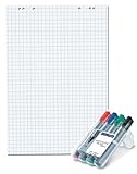 Flipchart Flip Chart Blöcke Papier 5er Profi Pack + 4 Staedtler Flipchartmarker - 5 x 20 Blatt im Karton - Conipa Markenpapier Gratis: Staedtler 356 WP4 4er Flipchartmarker Set in praktischer stabiler Box