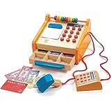 Hape Registrierkasse 37-teiliges Kassen-Set aus Holz für Kinder|mit Taschenrechner-Funktion