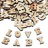 Amexo 200 Stücke Hölzerne Großbuchstaben, Mini Holz Buchstaben für Wohnkultur Frühkindliche Bildung, Scrabble Holzbuchstaben, Holzbuchstaben Set für DIY Kunsthandwerk Hochzeitsfest Party