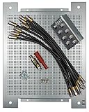 maxx.onLine Lochblech Montageplatte Set für Kabel TV Antennenverstärker, Sat- / Kabel Verteiler inkl. F-Stecker Koaxialkabel Patchkabel, Kabelfernsehen Überspannungschutz, Erdungsblock, 8 Teilnehmer