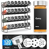 ZMILLA® Gewürzregal Stehend [28 Gewürzgläser inklusive] 120 Etiketten + Acrylstift + Edelstahltrichter | Komplettes Gewürz Organizer Set