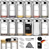 Miorkly 12 Gewürzgläser mit Streueinsatz-Hochwertiger Edelstahldeckel Gewürzdosen-Runder Gewürzstreuer-Transparenter Gewürzbehälter-Gewürze Set hat Gewürzgläser Rund, Ausgangssiebe et