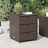 Frdhee Kiste Mit Deckel Auflagenbox, Gartenschrank Braun 55x59x69 cm Poly Rattan, Ideal für Garten, Terrasse & Balkon