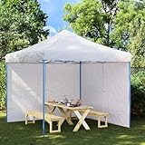 Mokuyary Partyzelt-Seitenwände 2 Stück mit Reißverschluss PE Weiß Stabil Zelt für Garten, Camping, Gartenpavillon