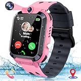 LITEYPP Kinder Smartwatch mit GPS mit SIM-Telefon Uhr für Jungen Mädchen mit Anruf, Kinderuhr mit GPS und Anruf Funktion,SOS, Spiele, Schrittzähler, Musik, Kamera, Kinder Beschenken(Rosa)