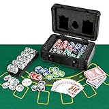DREAMADE Pokerkoffer mit 300 Pokerchips & Spielmatte & Dealer-Button & 2 Kartendecks, Komplett Poker Set, Pokerset Profi Texas Hold'em (300 Chips)