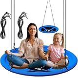 KESSER® Nestschaukel Tellerschaukel Hängeschaukel Rundschaukel Ø 60cm Schaukel bis 200kg belastbar verstellbar Garten-Schaukel Kinderschaukel Indoor - Outdoor-Schaukel für Kinder & Erwachsene Blau