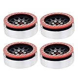 Vaguelly 4 Stück Auto Metallnabe felgenversiegelung alufelgen Aluminiumlegierung Rad Auto Zubehör Fahrzeugmodellkomponente Auto Spielzeugräder Felge Radmodell rot