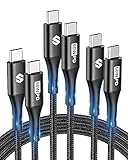 Silkland USB Kabel 3Pack [1M+2M+2M], 60W 20V/3A PD 3.0 QC4.0 USB C auf USB C Ladekabel für iPhone 16/15 Pro Max, Samsung Galaxy S25 S24 S23, iPad Pro/Air/Mini, MacBook Pro/Air, Pixel