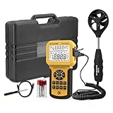 GOLDCHAMP Windgeschwindigkeitsmesser, CFM Anemometer Handheld, 0,3–45 m/s, professionelle digitale Windmessgeräte für HVAC, mit USB-Schnittstelle, Anschluss an Computer, Temperaturtest,