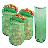 Beutel für Grünabfälle | Set mit 4 strapazierfähigen Säcken für Grünabfälle | Reinigungsbehälter für Garten mit Kordelzug für Auffahrt, Terrasse, Park