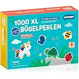 Smowo® Große 10mm Bügelperlen 1000 Stück für Kinder ab 3 Jahren - 7 bunte Farben XL Steckperlen - Kreatives Perlenset