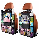 URAQT Auto Rückenlehnenschutz,2 Stück 600D Oxford Rücksitz Organizer Wasserdicht Rücksitzschoner Premium Autositz Organizer 8 Taschen Auto Organizer Kinder mit Berührbarem Tablet Fach für Autositz