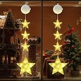 CNMTCCO 2 Stück LED Sterne Weihnachtsbeleuchtung, Weihnachtsdeko Fenster Lichter, Stern Fenster Lichter,Beleuchtet mit Batteriebetriebene, Timer, 2 Modi,für Fest,Party,Hochzeit,Weihnachten Deko