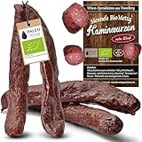 BIO Rind Kaminwurzen – Rinder Rohwurst, zuckerfrei, glutenfrei – Protein Snack aus 100% Bio-Rindfleisch – Eiweißreiche Mettwurst, trocken & handgemacht – 4 Stück (3er Pack (12 Stück))