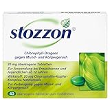 Stozzon Chlorophyll-Dragees 20 mg überzogene Tabletten – Mundgeruch und Körpergeruch wirksam vorbeugen – 40 Dragees