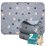 Waschbar Haustier-Urinunterlage, 2 Stück Wiederverwendbare Welpenunterlagen Matte für Hunde, Schnell Absorbierend Puppy Pads für Hunde, Katzen, Meerschweinchen -- 45x60cm