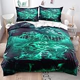 Fußballstar Ronaldo Bettwäsche 135x200 für Kinder, WinterKarikatur Bettbezug-Set für Einzelbett, Polyester Bedruckte Bettbezüge mit Reißverschluss und 2 Stück 80x80cm Kissenbezug