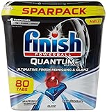 Finish Quantum Ultimate Spülmaschinentabs – Phosphatfreie Geschirrspültabs mit 3-fach Wirkung – Kraftvolle Reinigung, Fettlösekraft und Glanz – Sparpack mit 80 Finish Tabs